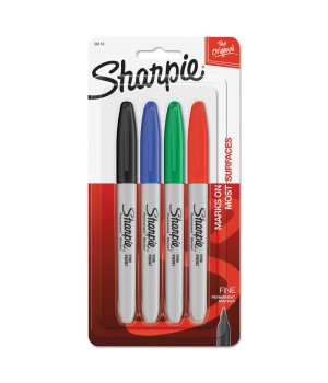 Fine Point Permanent Markers, Assorted, Set of 4