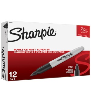 Super Sharpie® Permanent Markers, Fine Point, Black, Box of 12