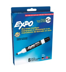 Low-Odor Dry Erase Markers, Chisel Tip, 8 Colors, Pack of 8