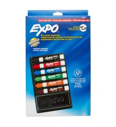 Low Odor Dry Erase Marker Set with 6-Marker Organizer and Eraser