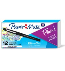 Flair Pens, Medium, Black, Box of 12