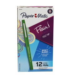 Flair Pens, Medium, Green, Box of 12
