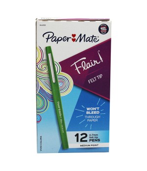 Flair Pens, Medium, Green, Box of 12