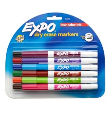 Low Odor Dry Erase Marker, Fine Point, Assorted, Pack of 12