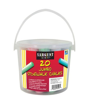 Jumbo Sidewalk Chalk Bucket, Assorted Colors, 20 Pieces