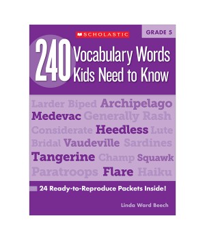 240 Vocabulary Words Kids Need to Know Book, Grade 5
