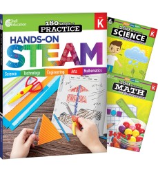 180 Days STEAM, Science, & Math Grade K: 3-Book Set