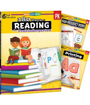 180 Days Reading, High-Frequency Words, & Printing Grade PK: 3-Book Set