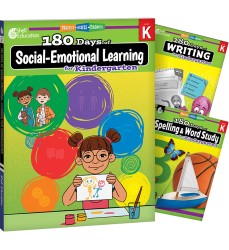 180 Days Social-Emotional Learning, Writing, & Spelling Grade K: 3-Book Set