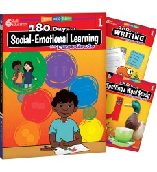 180 Days Social-Emotional Learning, Writing, & Spelling Grade 1: 3-Book Set