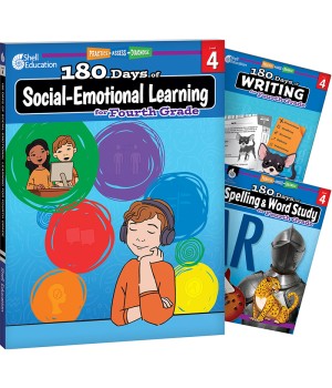 180 Days Social-Emotional Learning, Writing, & Spelling Grade 4: 3-Book Set