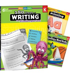 180 Days Writing, Spelling, & Printing Grade K: 3-Book Set