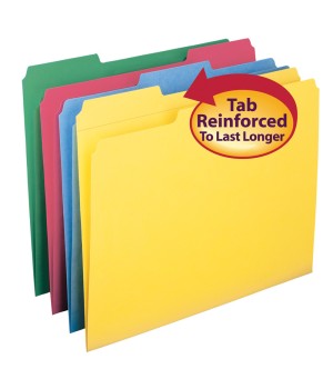 File Folder, Reinforced 1/3-Cut Tab, Letter Size, Assorted Colors, Pack of 12