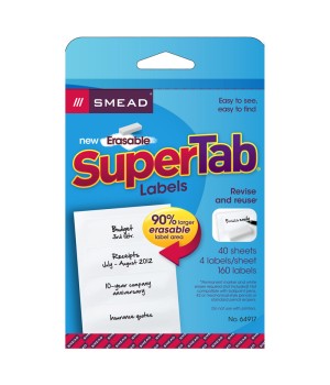 Erasable SuperTab® File Folder Labels, White, 160 Labels