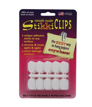StikkiCLIPS Adhesive Clips, White, Pack of 30