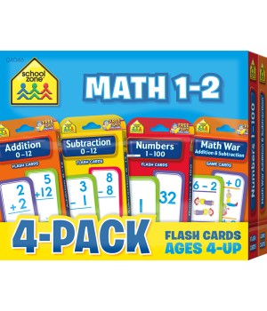 Math 1-2 Flash Card, 4-Pack