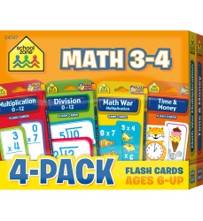 Math 3-4 Flash Card, 4-Pack