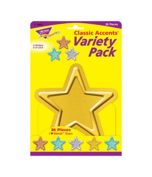 I ? Metal Stars Classic Accents® Var. Pack, 36 ct