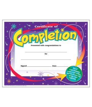 Certificate of Completion Colorful Classics Cert's., 30 ct