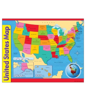 United States Map Learning Chart, 17" x 22"