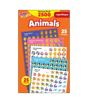 Animals superShapes Stickers Variety Pack, 2500 ct