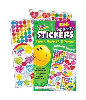Sparkly Stars, Hearts, & Smiles Sticker Pad, 336 ct