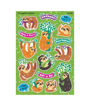 Thoughtful Sloths Sparkle Stickers®, 32 Count