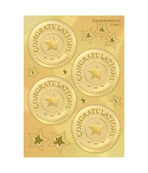 Congratulations (Gold) Award Seals Stickers, 32 ct.