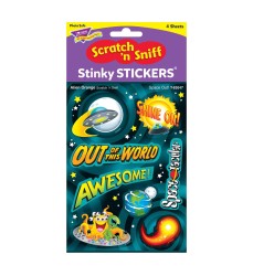 Space Out!/Alien Orange Mixed Shapes Stinky Stickers®, 32 ct.