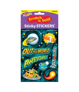 Space Out!/Alien Orange Mixed Shapes Stinky Stickers®, 32 ct.