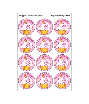 Happy Birthday/Whipped Cream Scented Stickers, Pack of 24t