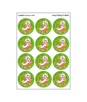 Keep Rolling!/Leather Scented Stickers, Pack of 24