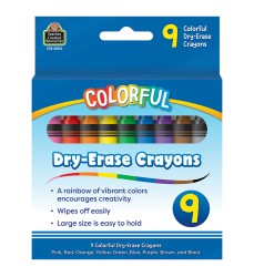 Colorful Dry-Erase Crayons, Pack of 9