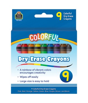 Colorful Dry-Erase Crayons, Pack of 9