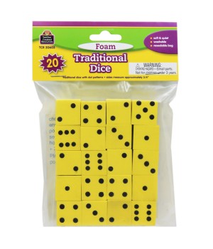 Foam Traditional Dice, 0.75", Pack of 20