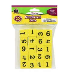 Foam Numbered Dice (1-6), Pack of 20
