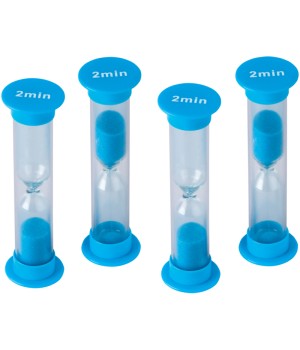 2 Minute Sand Timers - Small, Blue, Pack of 4