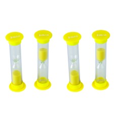3 Minute Sand Timers - Small, Yellow, Pack of 4
