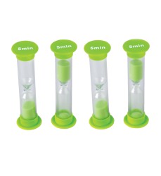 5 Minute Sand Timers - Small, Green, Pack of 4