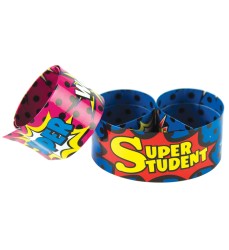 Superhero Super Student Slap Bracelets, 10/Pack