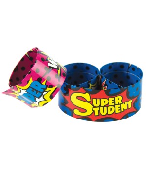 Superhero Super Student Slap Bracelets, 10/Pack