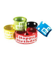 Polka Dots Happy Birthday Slap Bracelets, 10/Pack