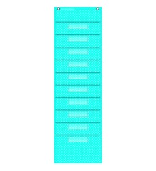 Aqua Polka Dots 10 Pocket File Storage Pocket Chart, 14" x 46.5"