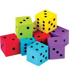 Foam Colorful Dice, Pack of 20