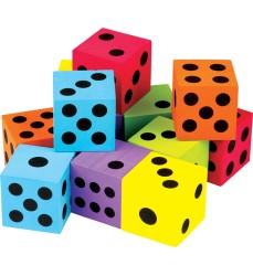 Foam Colorful Large Dice, 1-1/2", Pack of 12