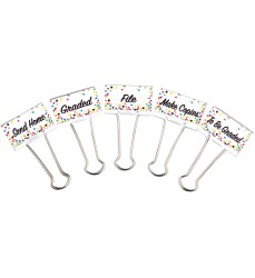 Confetti Binder Clips, Large, Classroom Management, Pack of 5