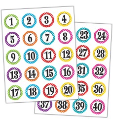 Polka Dots Numbers Stickers, Pack of 120