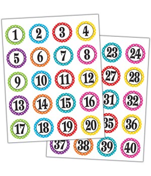 Polka Dots Numbers Stickers, Pack of 120