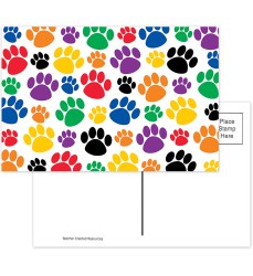 Colorful Paw Prints Postcards, Pack of 30