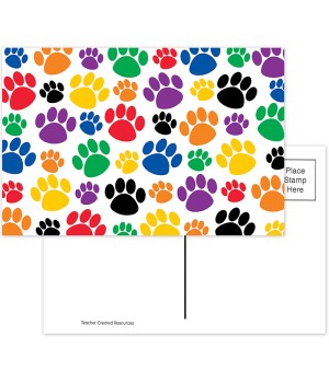 Colorful Paw Prints Postcards, Pack of 30